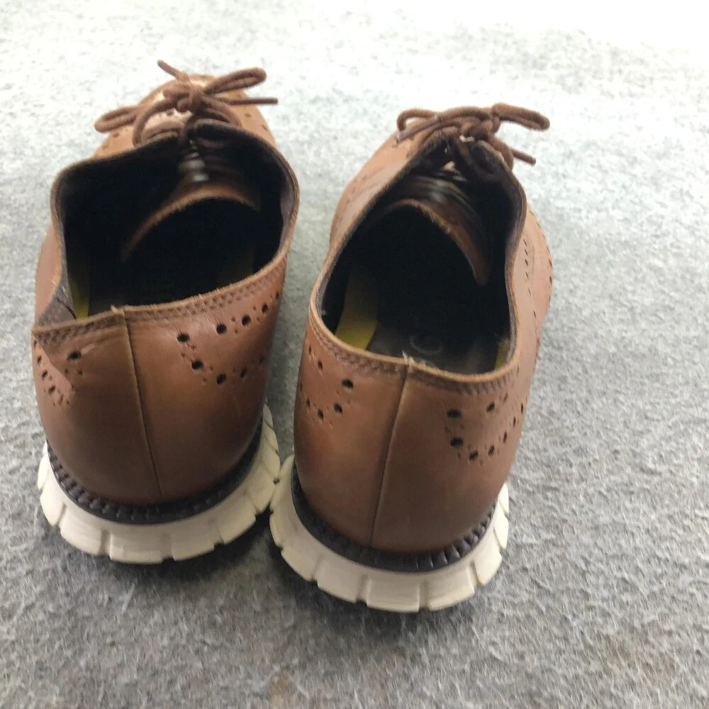 Cole Haan Zerogrand Shoes Mens 9.5 Brown Leather Wingtip Brogue Oxford Sneakers